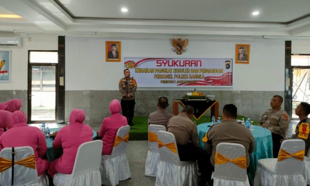 Wakapolres Bangka Pimpin Acara Syukuran dan Doa Bersama Atas Kenaikan Jabatan 45 Personil