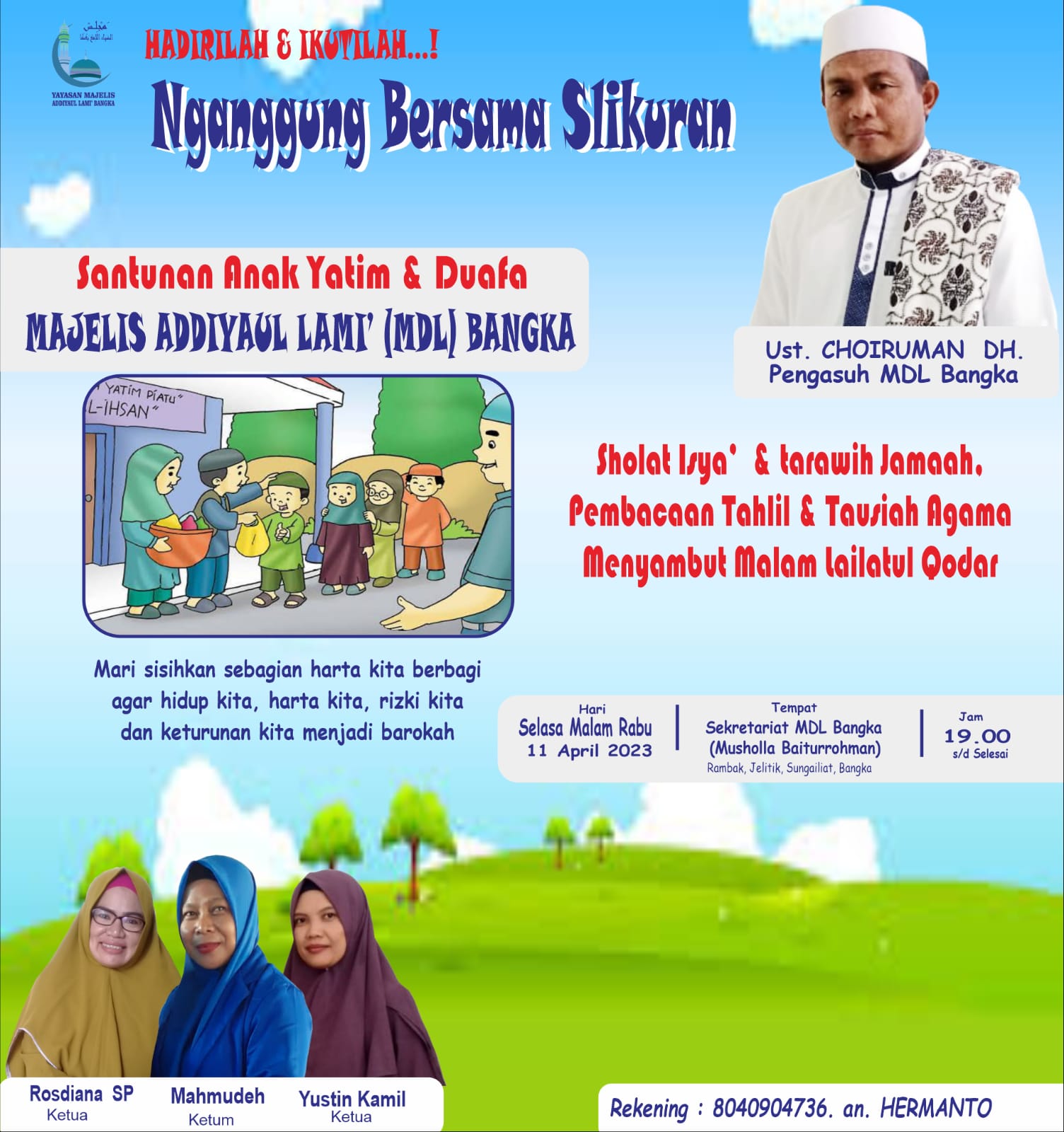 Sambut Malam Lailatul Qadar, MDL Bangka Gelar Slikuran, Nganggung, dan Pemberian Santunan