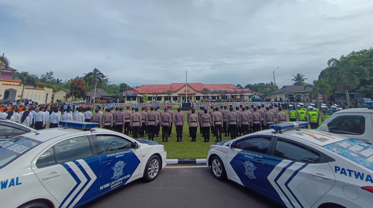 Kapolres Bangka Pimpin Apel Gelar Pasukan Hadapi Operasi Ketupat Menumbing 2023