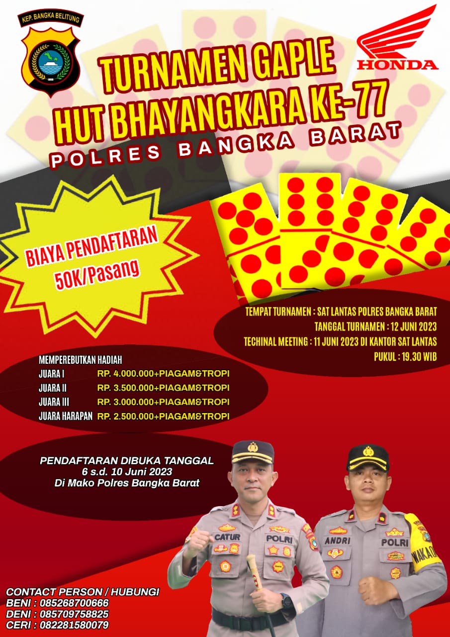 Jelang HUT Bhayangkara, Polres Bangka Barat Gelar Lomba Gaple