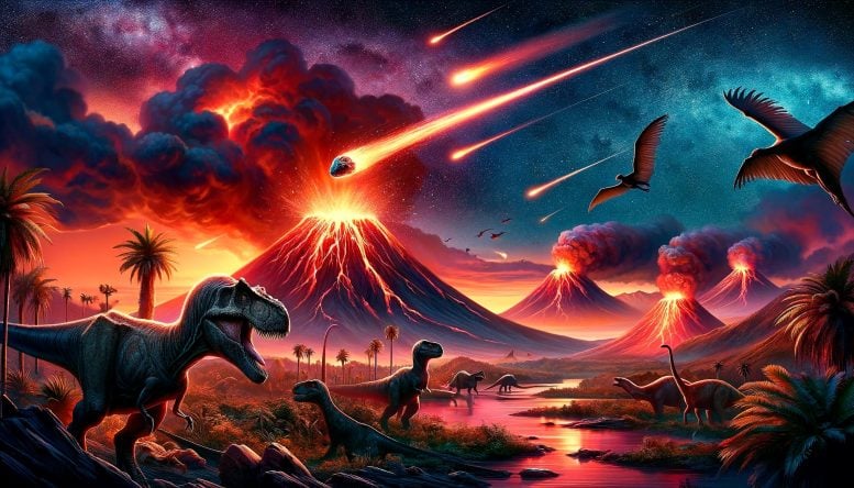 Konsep Kepunahan Dinosaurus Gunung Berapi Meteor Asteroid