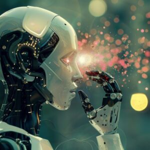 Partikel Merah Kecerdasan Buatan Robot