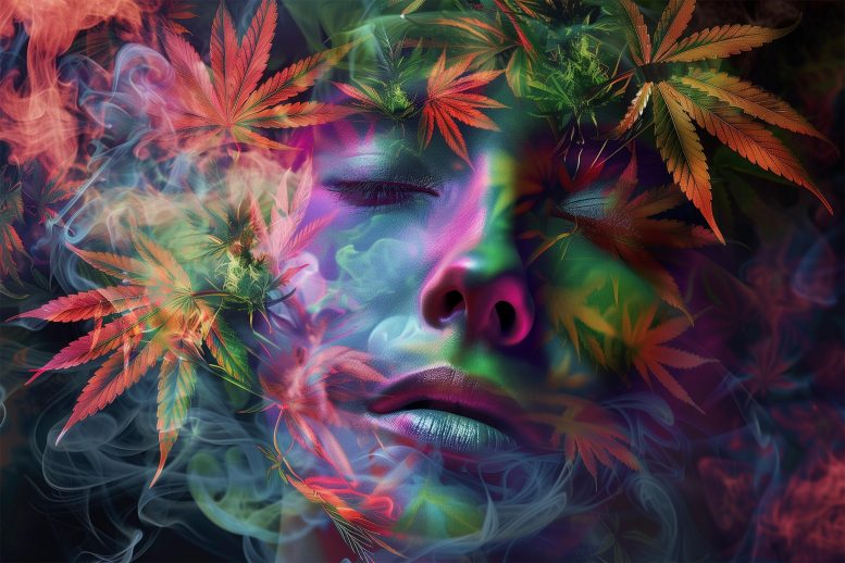 Ilustrasi Konsep Seni Kesehatan Mental Dewasa Muda Ganja