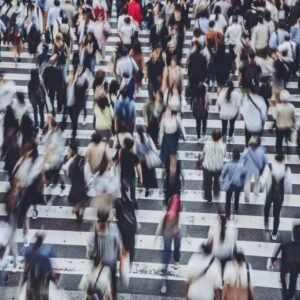 Crosswalk pejalan kaki yang sibuk