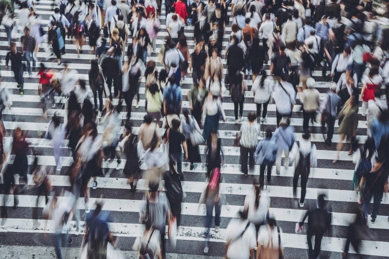 Crosswalk pejalan kaki yang sibuk