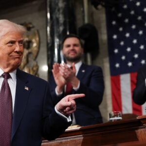U.S. President Donald Trump addresses a joint session of Congress at the U.S. Capitol on March 04, 2025 in Washington, DC