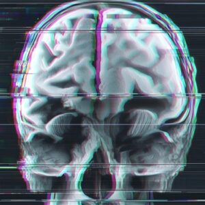 Ilustrasi Seni Glitch Gangguan Otak
