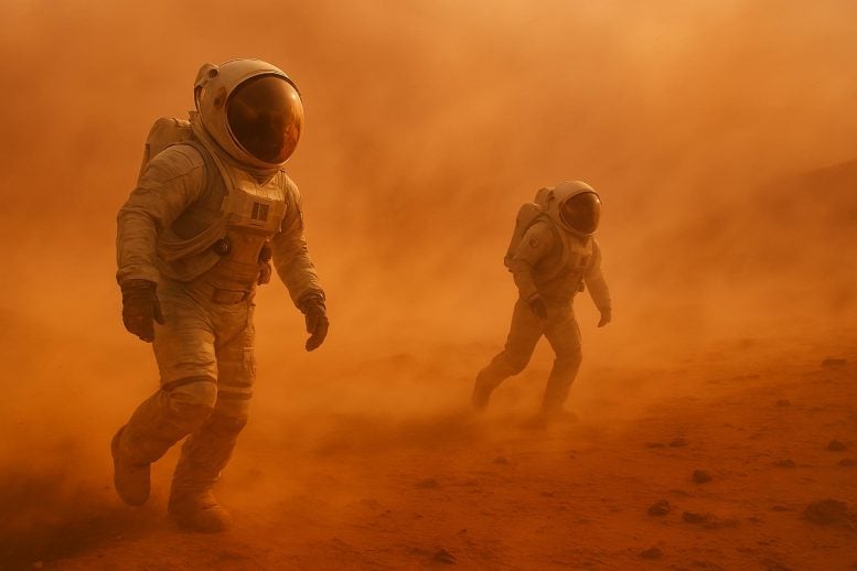 Konsep Astronot Mars Dust Storm