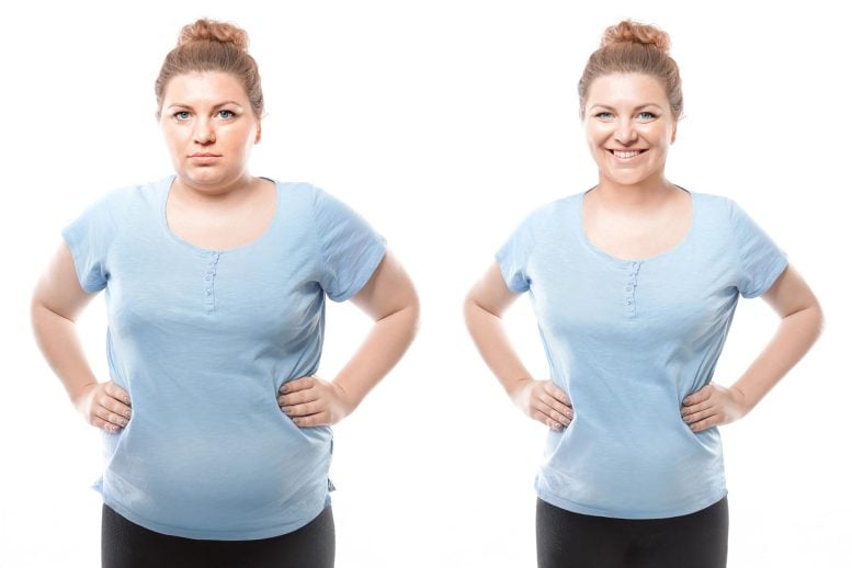 Wanita penurunan berat badan sebelum setelah depan