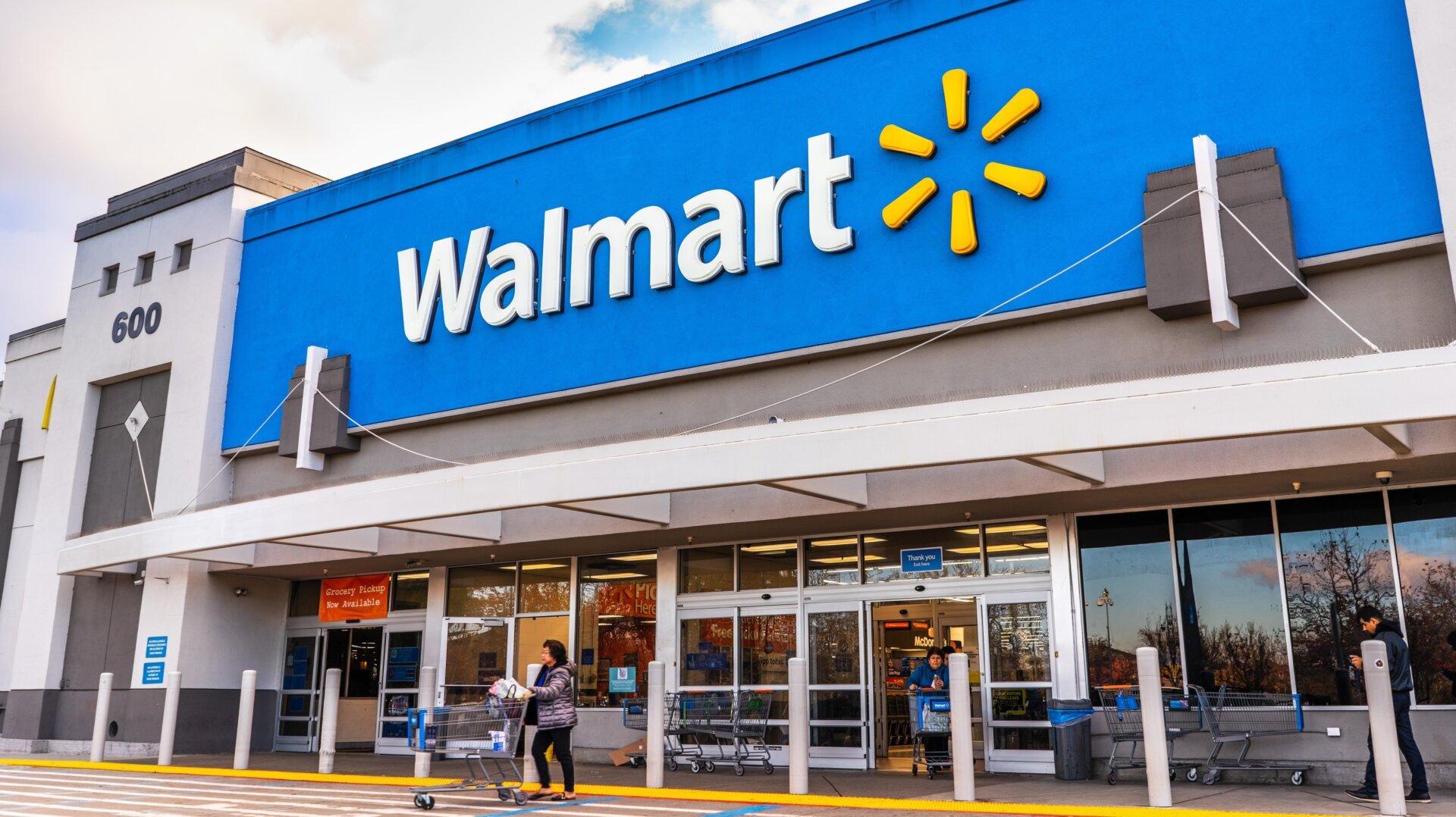 The exterior of a Walmart store