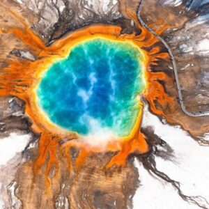Aerial View Grand Prismatik Spring Yellowstone National Park