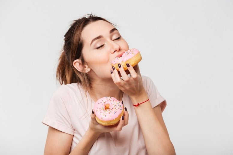 Makan makanan donat junk food