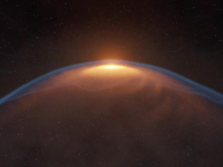 Disk protoplanet terdistorsi oleh depan kejutan
