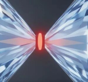 Gambar Skema Sensor 2D yang Terjepit di Antara Dua Berlian