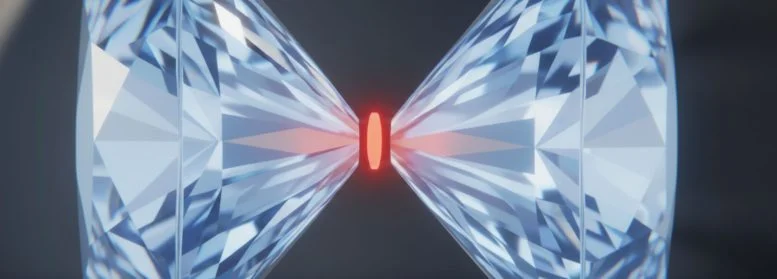 Gambar Skema Sensor 2D yang Terjepit di Antara Dua Berlian