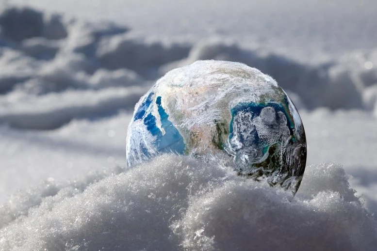 Pembekuan Planet Bumi Perubahan Iklim Es Salju yang Membeku