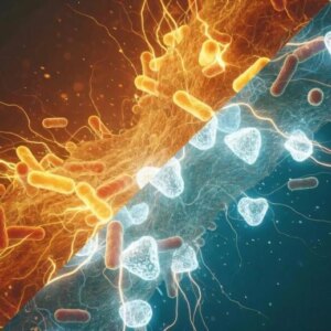 Gambar Split Bakteri yang Dirender Komputer pada Permukaan Gigi