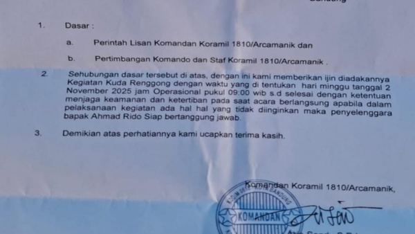 Viral Koramil Keluarkan Surat Izin Keramaian yang Harusnya Kewenangan Polisi, Komandan Ditindak!