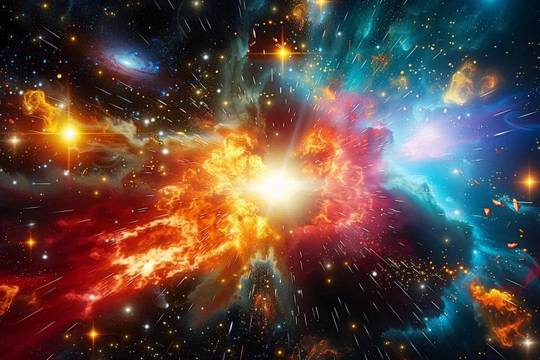 Ilustrasi Seni Penciptaan Elemen Galaksi Supernova