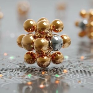 Konsep Seni Komputer Kuantum Nanoclusters Emas