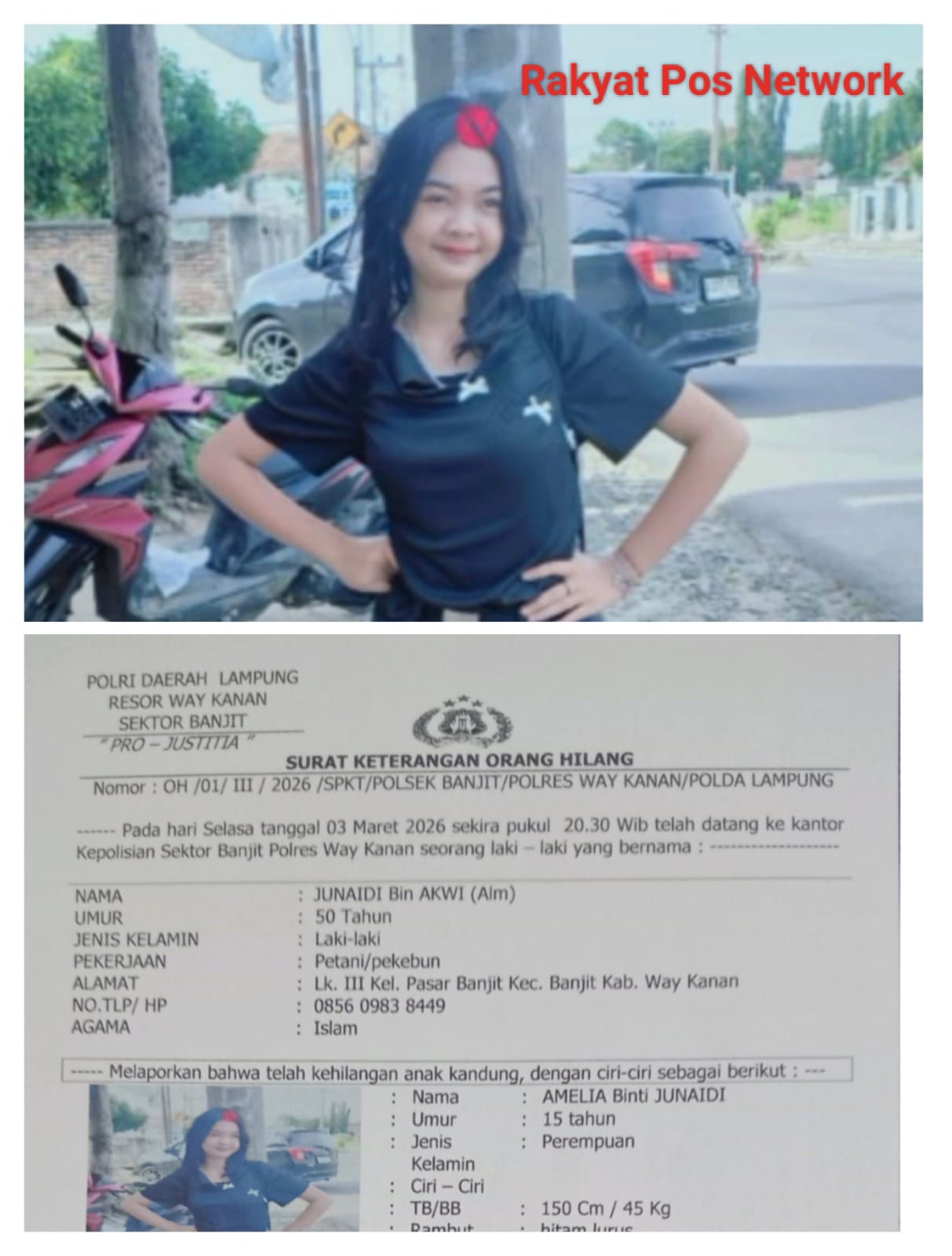 Informasi Orang Hilang: Keluarga Lapor Polisi Remaja 15 Tahun Diduga Menghilang Saat Berpamitan Keluar Sebentar